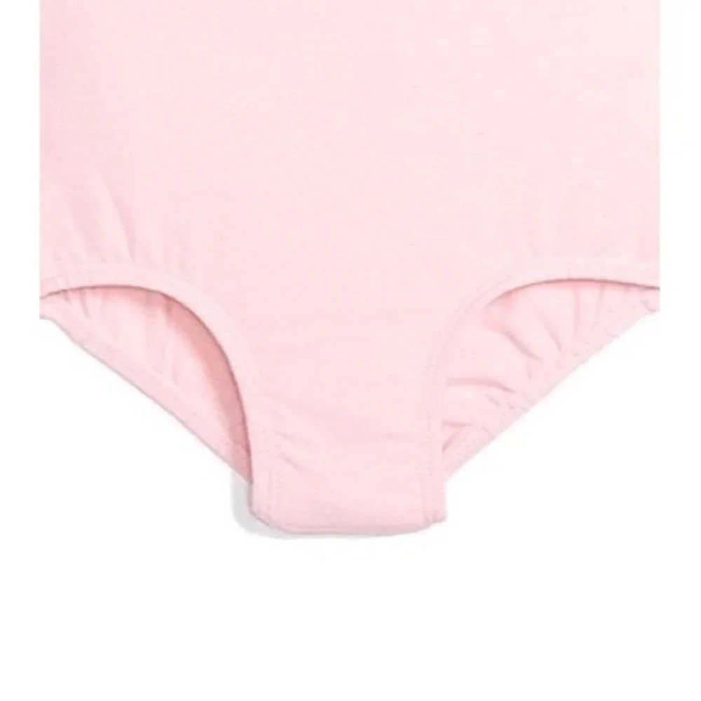 Danskin Childs Long Sleeve Leotard Petal Pink Scoop Neck Bodysuit Class Large